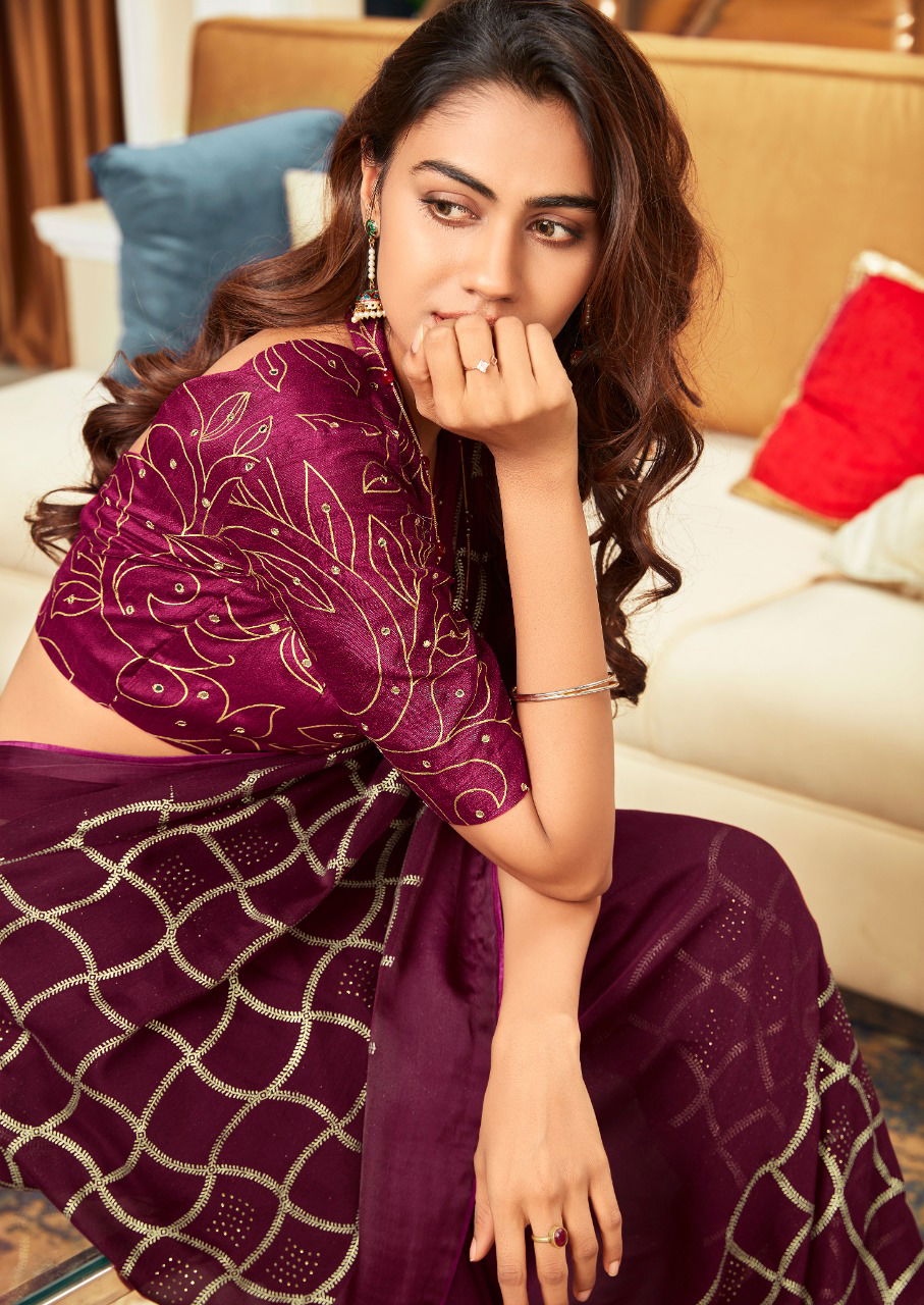 Sr Utsav Printed Chiffon Designer Fancy Party Wear Saree Collection